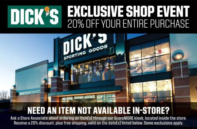 If you're looking to grab some gear for the upcoming winter season, our partner DICK’S Sporting Goods has you covered! They are offering all of the NYS community an exclusive discount of 20% off throughout the store from Friday, December 5th to Monday, December 8th at all Las Vegas area locations! The coupon is valid in-store only and must be shown at the register during checkout. Visit DSG next weekend and stock up on all of your sporting goods needs!